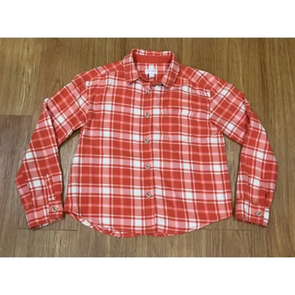 Cat&Jack Girls' Flannel Long Sleeve Plaid Woven Top Shirt L
